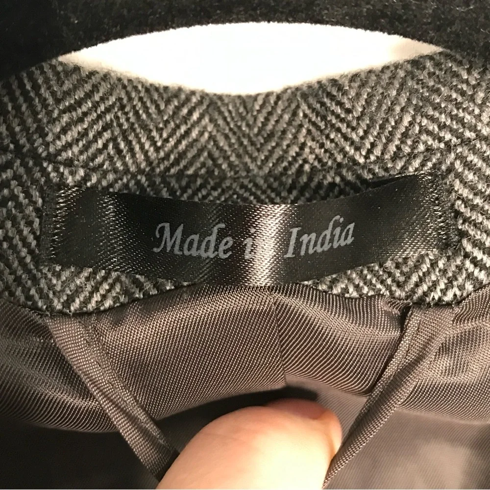 Ralph Lauren Mens Blazer 44R 100%‎ Wool Charcoal Gray Herringbone Macy's Store